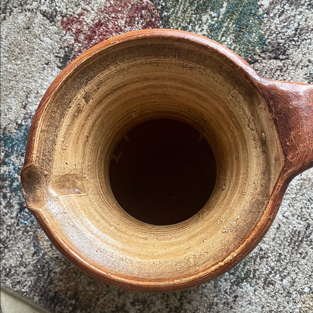 Rustic Tan Ceramic Pitcher - Picture 2 of 4
